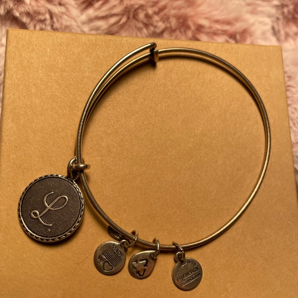 Alex and Ani Gold Tone “L” Bracelet